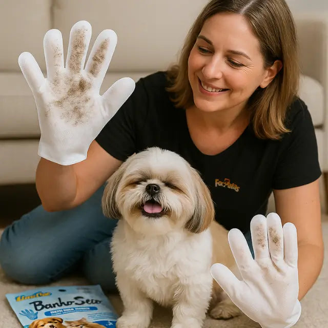 LUVA UMEDECIDA BANHO A SECO E HIDRATAÇÃO PARA CÃES E GATOS – CADA PACOTE CONTEM 6 LUVAS