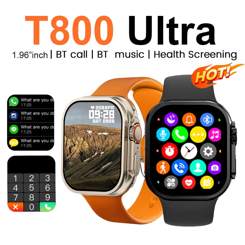 Wholesale T800 Ultra Smart Watch Men 49mm Series 8 AMOLED Screen NFC Compass Waterproof  Watch IWO Ultra 9 Smartwatch
