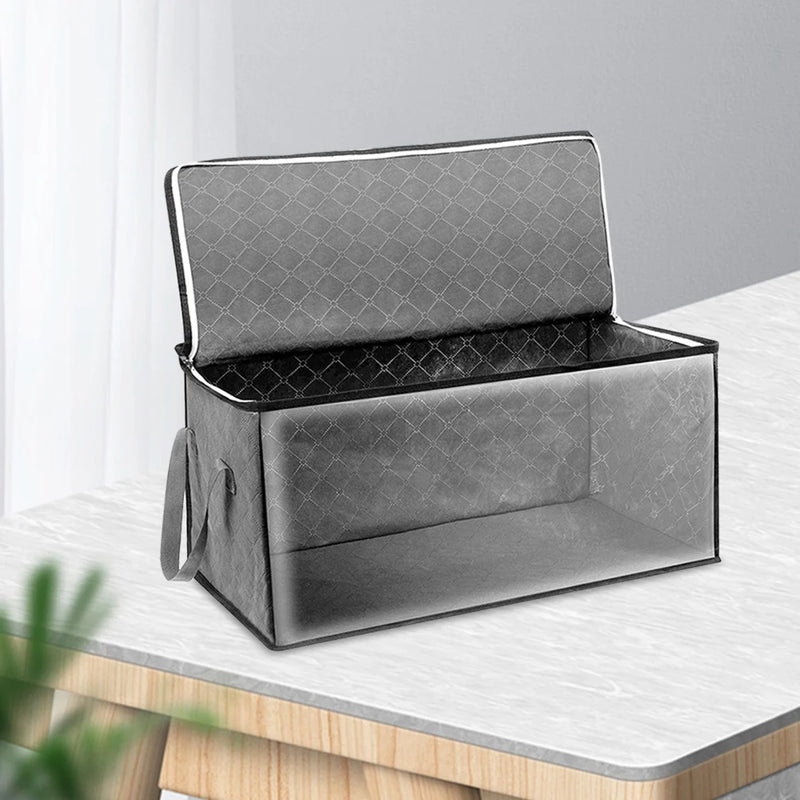Large Capacity Clothes Storage Bag Non-Woven Foldable Quilt Storage Bag with Lids Zipper Wardrobe Clothing Organizer Sorting Box