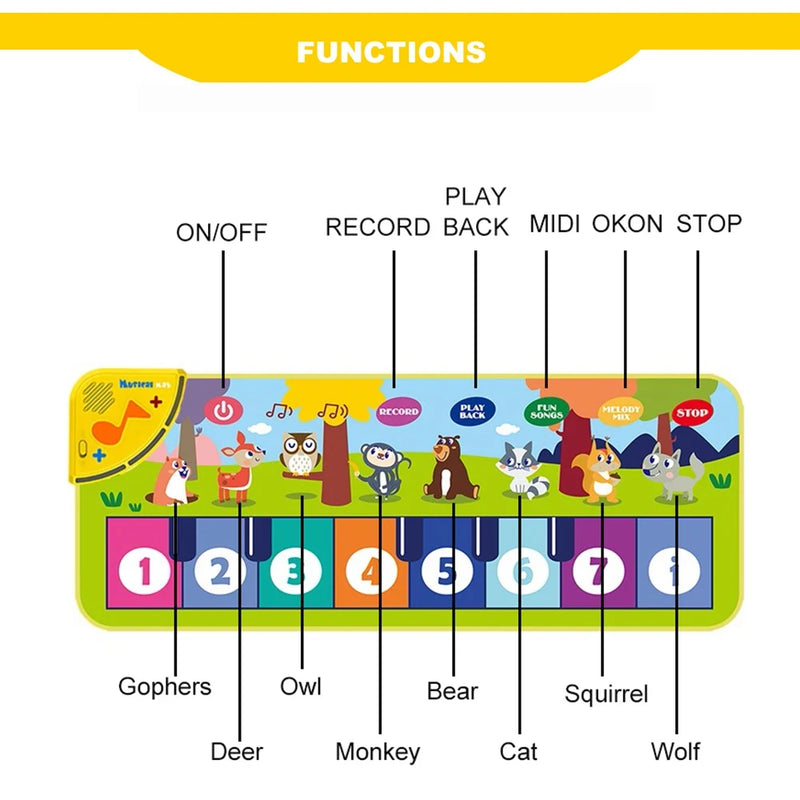 Tapete piano brinquedo infantil educacional