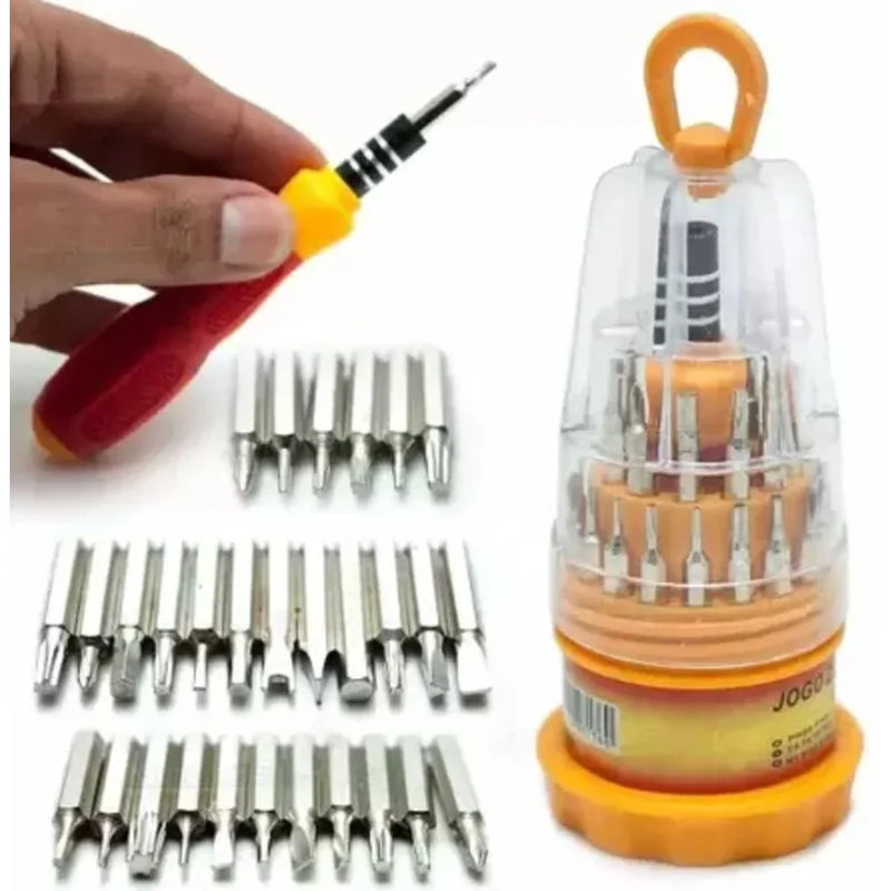 Kit Jogo Ferramenta 31 Peças Chaves Alen, Torx, Fenda, Philips