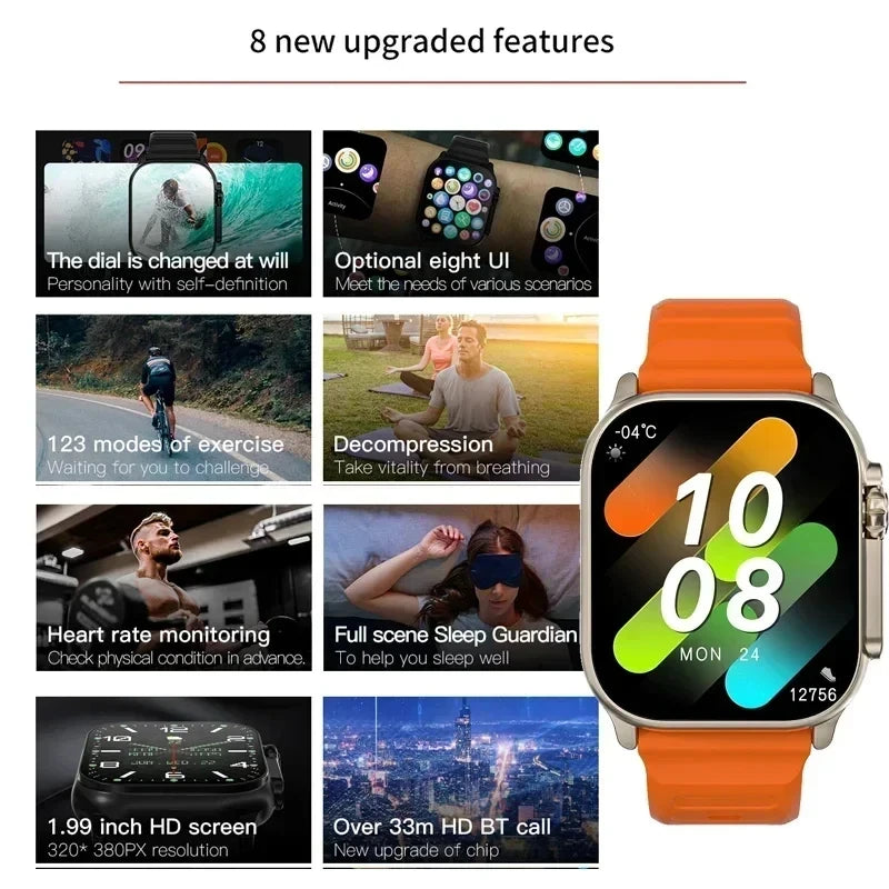 Wholesale T800 Ultra Smart Watch Men 49mm Series 8 AMOLED Screen NFC Compass Waterproof  Watch IWO Ultra 9 Smartwatch
