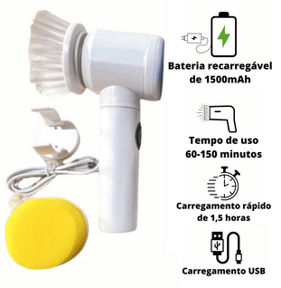 Escova Elétrica De Limpeza 5 e 1 Cleaning Brushes - Prático®